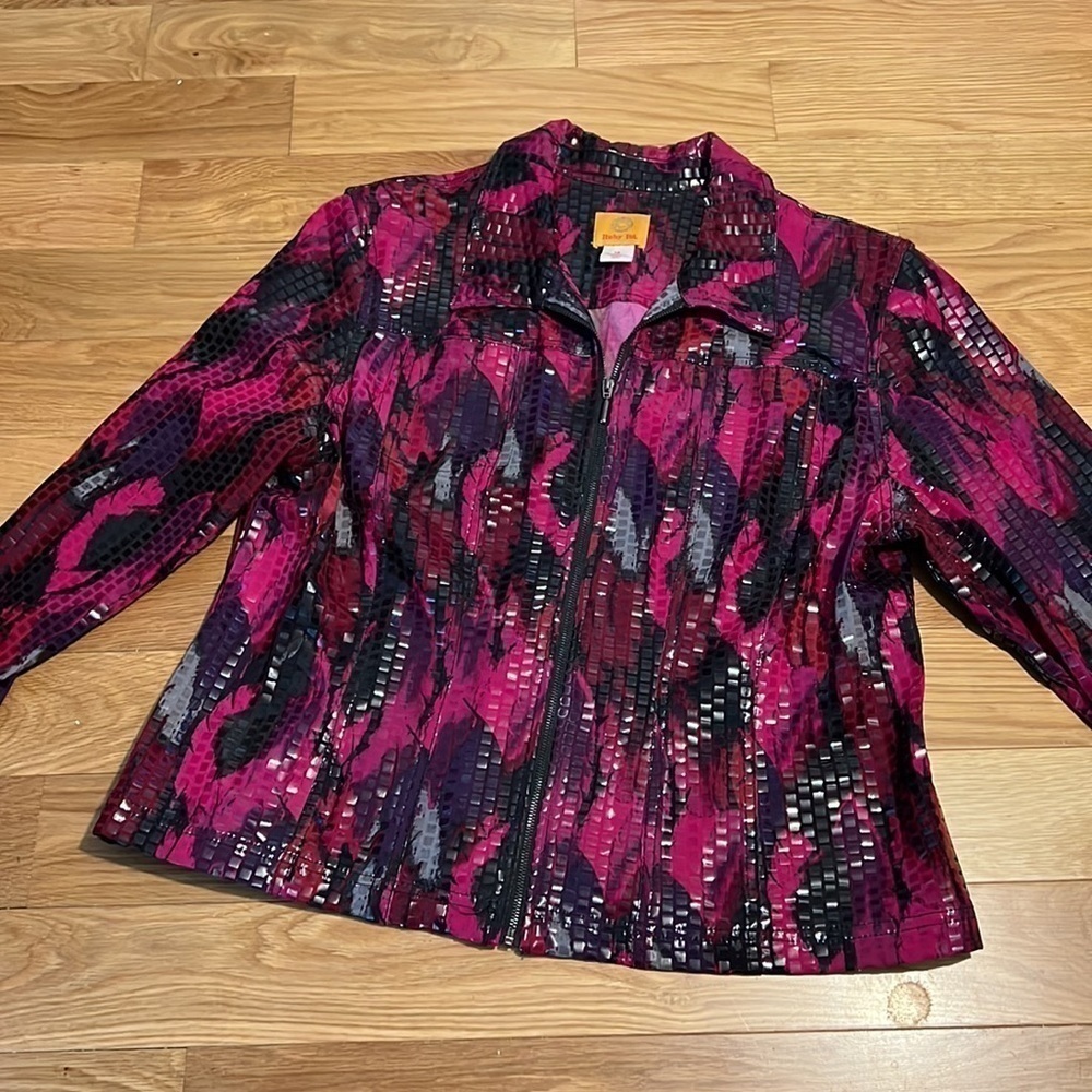 Ruby Rd Vintage Full Zip Shiny Shacket Size 14 - image 1